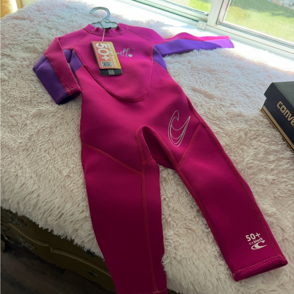 O'Neill Kids 50+ UV Full-Body Rashguard - Magenta with Purple Accents